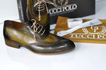 TucciPolo Mens Handmade Wingtip Oxford Style Brogues Green Luxury Shoe
