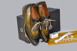 TucciPolo Mens Handmade Wingtip Oxford Style Brogues Green Luxury Shoe