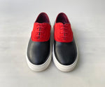 TucciPolo Limited Edition Mens Handcrafted Two tone Black and Red leather Dress Sneaker