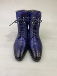 New TucciPolo Mens Winter Luxury Blue Boots Handcrafted with Real Python Leather and Fur Lining