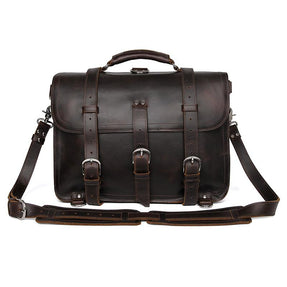 TucciPolo 7072Q Thick Durable Cow Leather Men's Office Briefcase Backpack