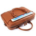 TucciPolo 7349B-1 Bright Brown Genuine Leather Briefcase Mens Laptop Bag
