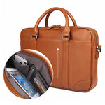 TucciPolo 7349B-1 Bright Brown Genuine Leather Briefcase Mens Laptop Bag