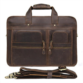 TucciPolo 7387R Crazy Horse Leather Unique Design Business Laptop Briefcase Bag