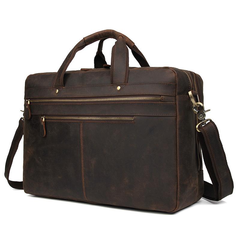 Tuccipolo 7389r dark brown cowhide leather briefcase large capacity bu