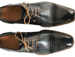 TucciPolo Mens Handmade Luxury Grey Handstitched Welted Derby Captoe Brogue Italian Leather Shoes