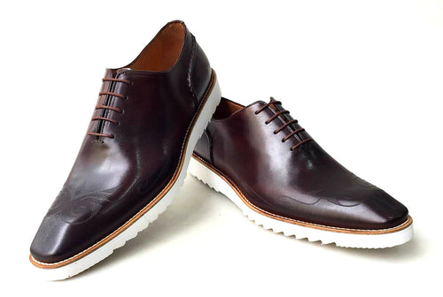 TucciPolo 2020 Handmade Italian Calf Skin Leather Oxford Style Casual Brown Sneaker Dress Shoe