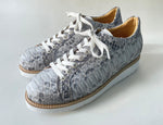 TucciPolo Special Edition Men's Sporty Handmade Natural Gray Real Python Leather Luxury Sneaker