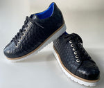 TucciPolo Special Edition Men's Sporty Handmade Navy Blue Real Python Leather Luxury Sneaker