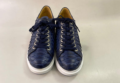 TucciPolo Special Edition Men's Sporty Handmade Navy Blue Real Python Leather Luxury Sneaker with Eva Sole