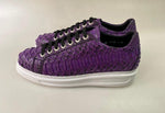 TucciPolo Special Edition Men's Sporty Handmade Purple Real Python Leather Luxury Sneaker with Eva Sole