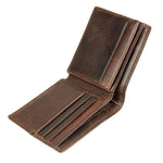 TucciPolo 8157-3Q Mens Dark Brown Vintage Cowhide Leather Multi-function Money Wallet