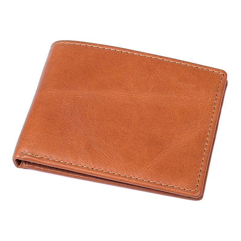 TucciPolo 8161B Bright Brown Leather Simple Design Pocket Wallet for Men