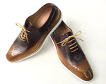 TucciPolo Mens Exclusive Handmade Italian Leather two tone Brown Oxford Style Casual Sneaker Dress Shoes