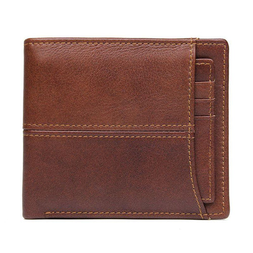 TucciPolo Mens R-8107-3B Light Brown Genuine Vintage Cow Leather Pocket Wallet RFID Card Holder