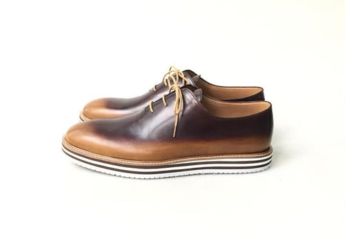 TucciPolo Newest Arrival Mens Sporty Handmade Italian Leather Brownish Oxford Casual Sneaker Dress Shoes