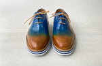 TucciPolo Newest Arrival Mens Sporty Handmade Italian Leather Oxford Blueish Beige Casual Sneaker Dress Shoes