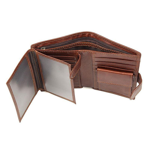 Andres-Men's handmade genuine leather wallet with coin pocket