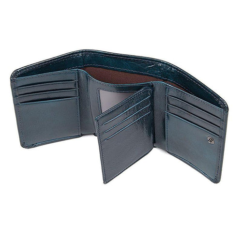 Andres-Men's handmade genuine leather wallet with coin pocket