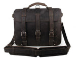 TucciPolo 7072J-1 Dark Grey Crazy Horse Leather Men's Briefcase Backpack Travel Bag