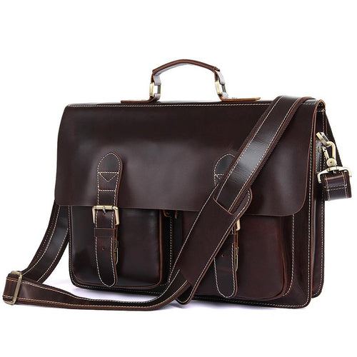 Tuccipolo 7105q-1 cow leather style men's briefcase laptop messenger b
