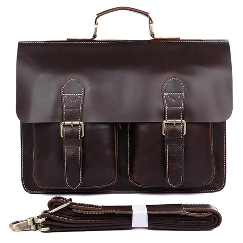Tuccipolo 7105q-1 cow leather style men's briefcase laptop messenger b