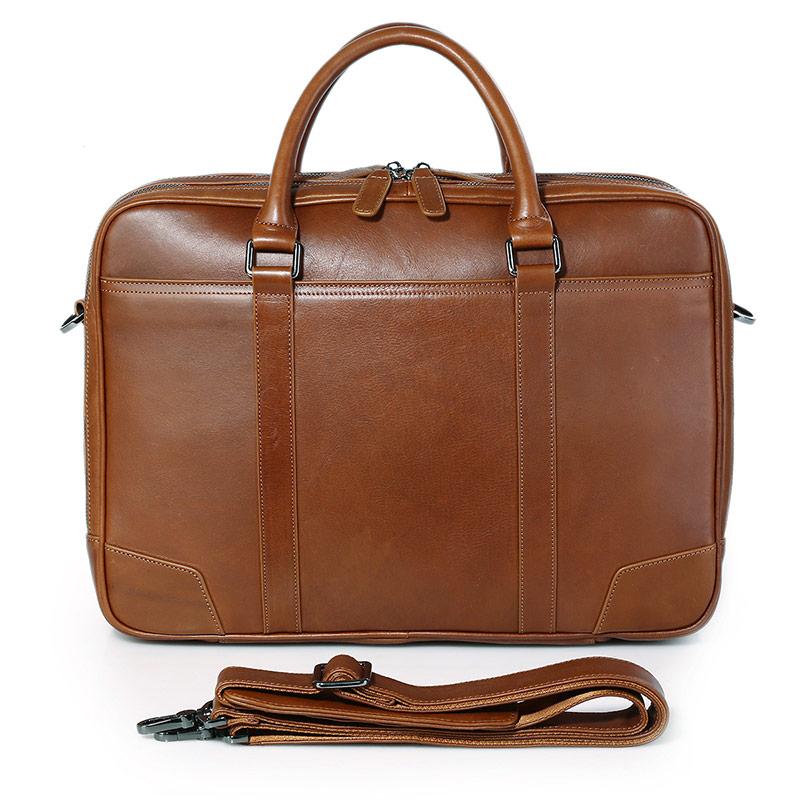 TucciPolo 7348B Men's Genuine Leather Brown Laptop Briefcase Handbag