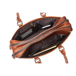 TucciPolo 7348B Men's Genuine Leather Brown Laptop Briefcase Handbag