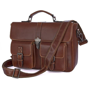 TucciPolo 7376B Mens Genuine Vintage Cow Leather Briefcase Laptop Shoulder Bag