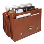 TucciPolo 7397X Mens Redish Brown Messenger Leather Laptop Briefcase Bag