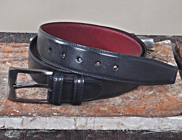 TucciPolo Black Handpolished Mens Leather Luxury Belt