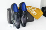 TucciPolo Black Oxford Mens Handcrafted Italian Leather Luxury Shoe with Leather Wrapped Laces