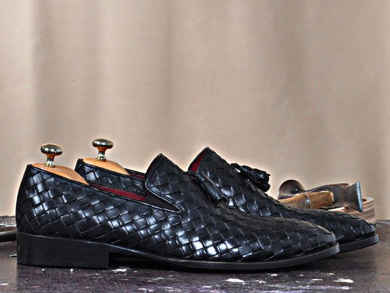 Tuccipolo men's purple crocodile embossed calfskin luxury tassel loafe
