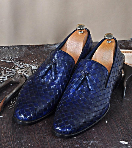 Handmade Men Genuine Leather Dark Brown Tassel Loafers Formal Dress Shoes  Boots