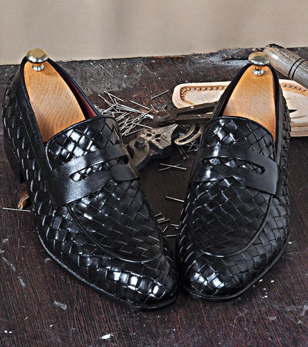 Tuccipolo digno-k stylish black chequeboard weave calfskin handmade lo