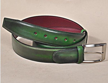 TucciPolo Green Handpolished Mens Leather Luxury Belt
