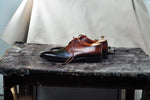 TucciPolo Handmade Mens Stylish Goodyear Welted Two Tone Greenish Brown Luxury Derby Shoe