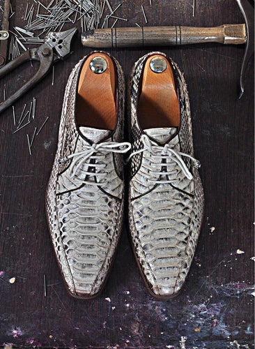 TucciPolo Luro-Python Genuine Natural Python Leather Classic Lace-up Mens Shoes