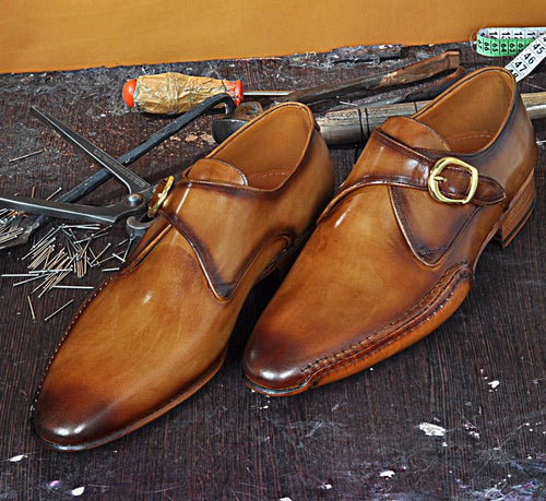 TucciPolo Solel-TP Men's Single-Buckle Monkstraps Italian Leather Handmade Luxury Shoes
