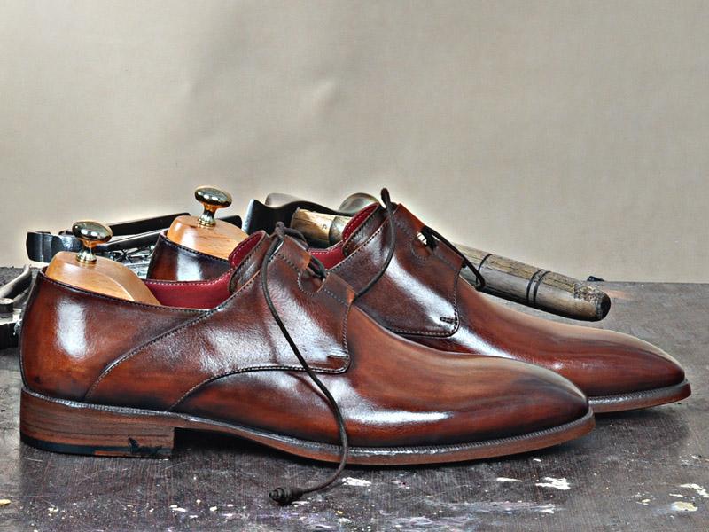 TucciPolo Natural Classic Brown Oxford — Handmade Italian Leather Luxury Shoes for Men Wide (E-2E) / 15.5
