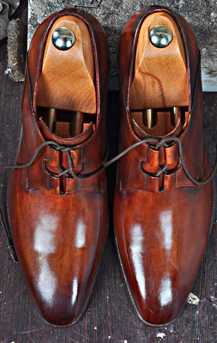 TucciPolo Mens Oxford Natural Handmade Classic Brown Luxury Italian Leather Fashion Shoe