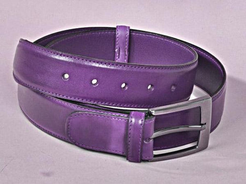 TucciPolo Purple Bleached Style Handmade Mens Leather Luxury Belt