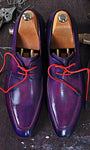 TucciPolo Ravenna Mens Lace-up Italian Leather Luxury Purple Handmade Shoe
