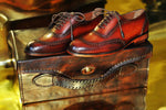 TucciPolo Mens Handmade Wingtip Oxford Style Bordeaux Luxury Shoe