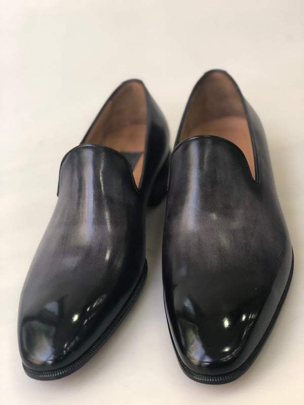 Tuccipolo mens classic italian leather handmade slip-on black loafers