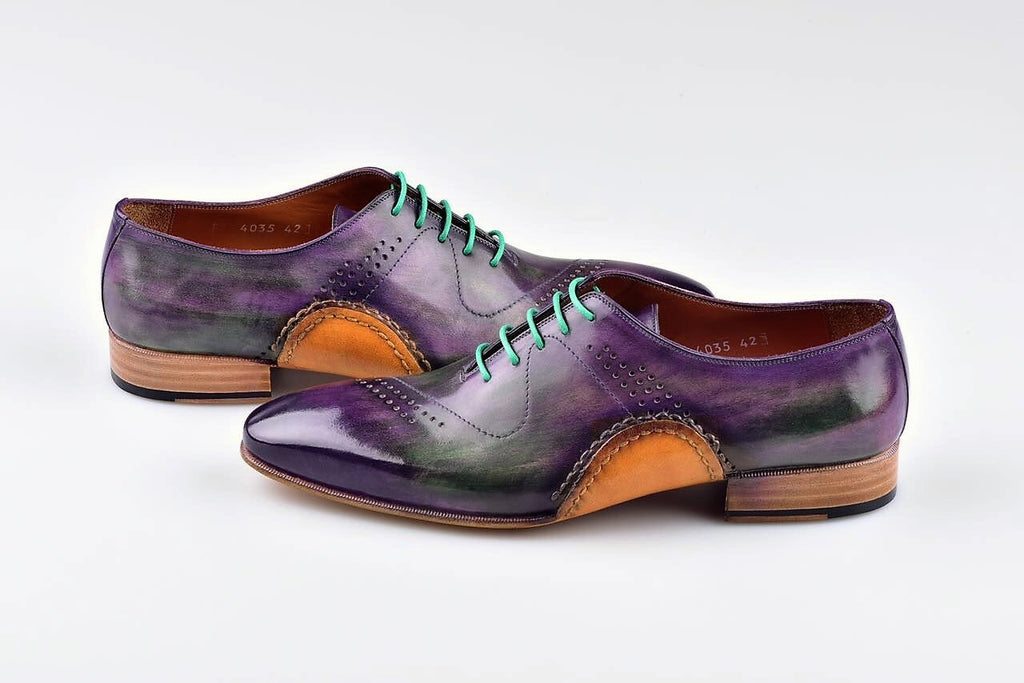 Tuccipolo mens handmade purple oxfords side handsewn welted italian le