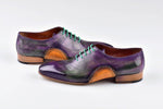 TucciPolo Mens Handmade Purple Oxfords Side Handsewn Welted Italian Leather Core Luxury Shoe