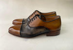 TucciPolo Mens Handmade two tone Brownish Grey Captoe Oxford Luxury Shoes