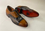 TucciPolo Mens Handmade two tone Brownish Grey Captoe Oxford Luxury Shoes