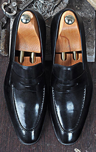 TucciPolo Luma Classic Elegant Black Italian Leather Mens Luxury Loafer Handmade Shoe